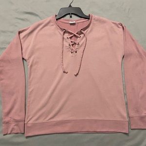 Juniors pink long sleeve top